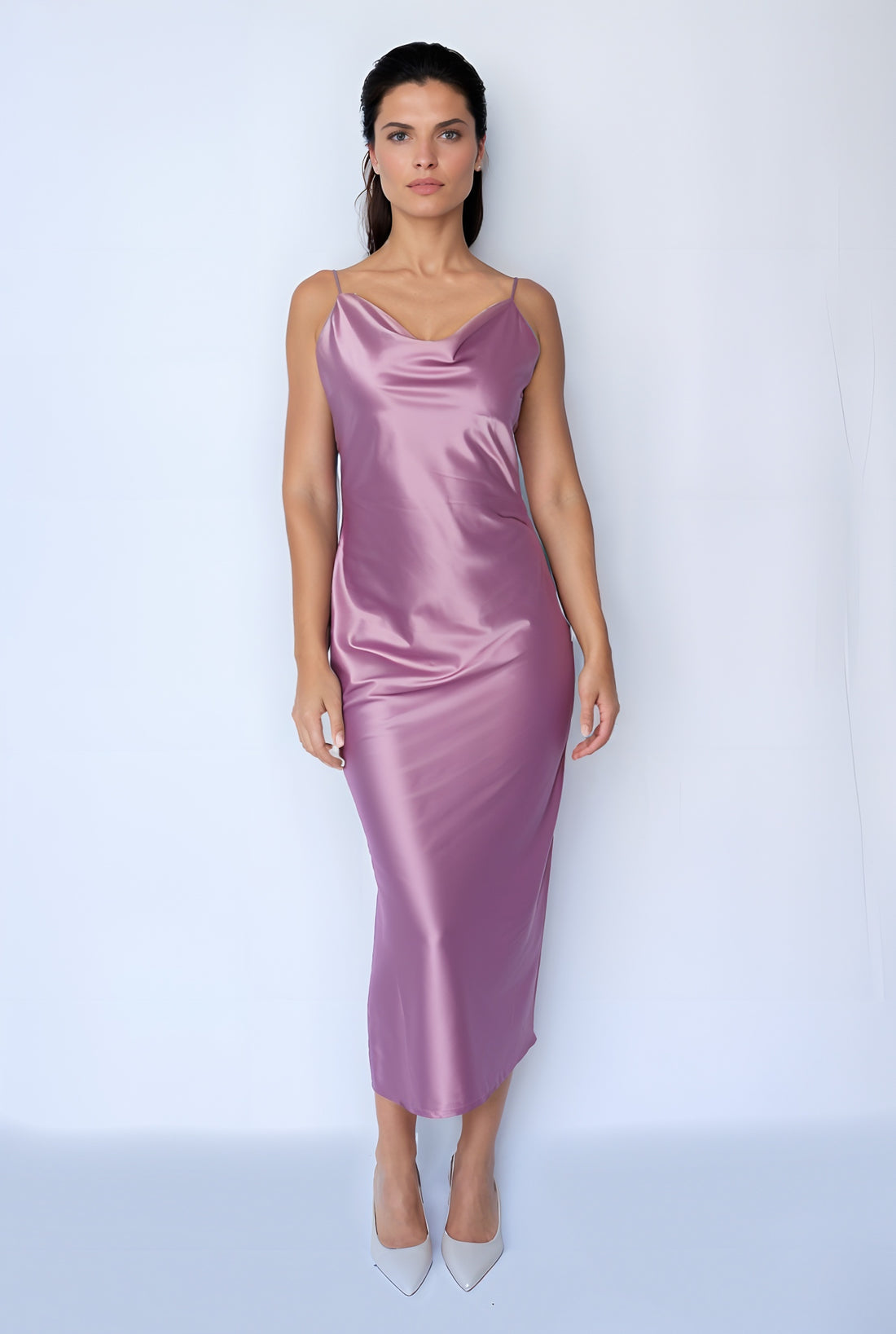 Satin Slip Dress (Pink)