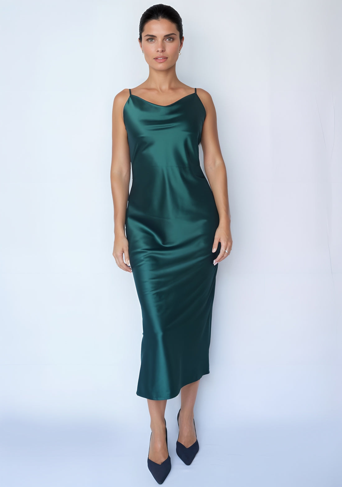 Satin Slip Dress (Green)