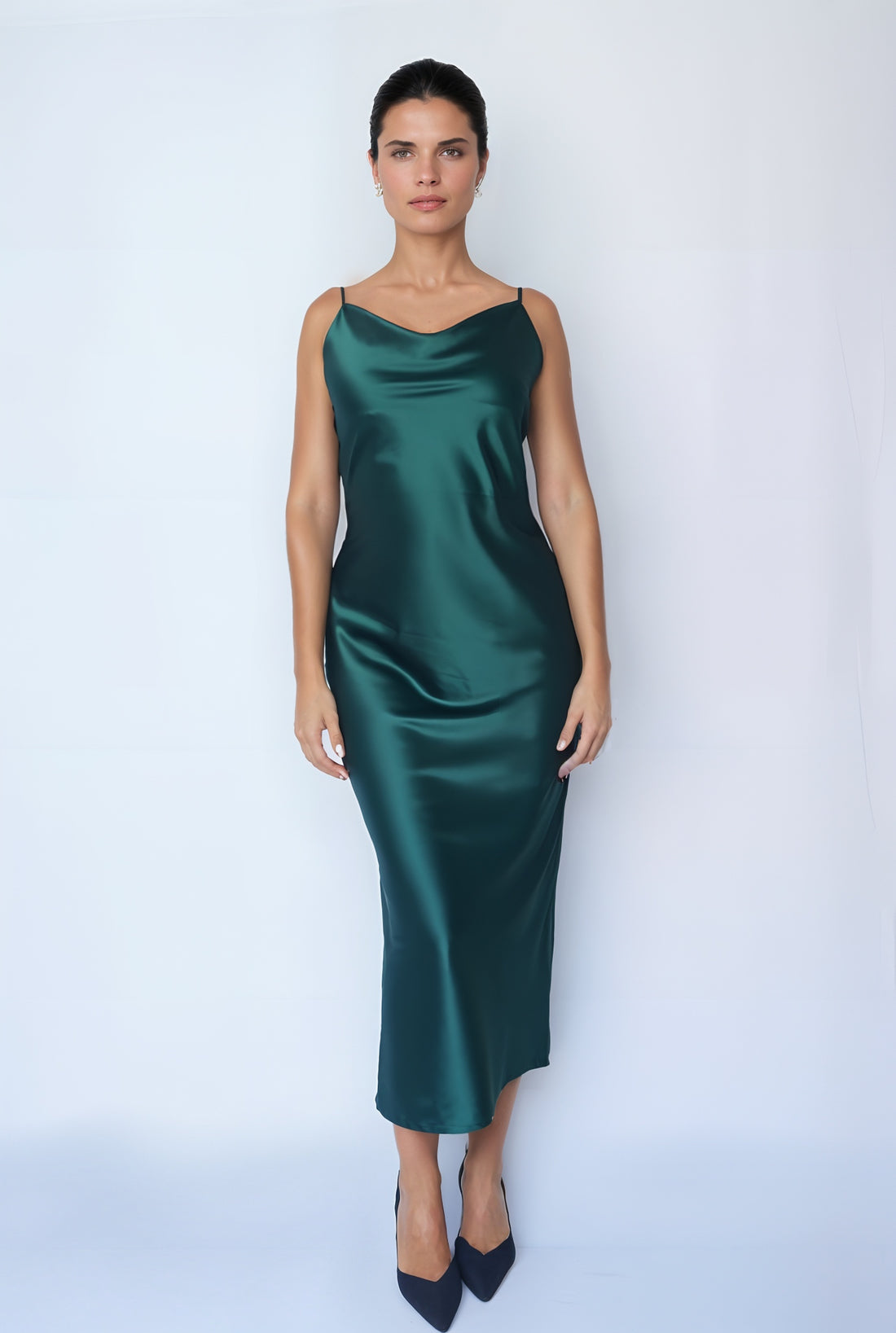 Satin Slip Dress (Green)