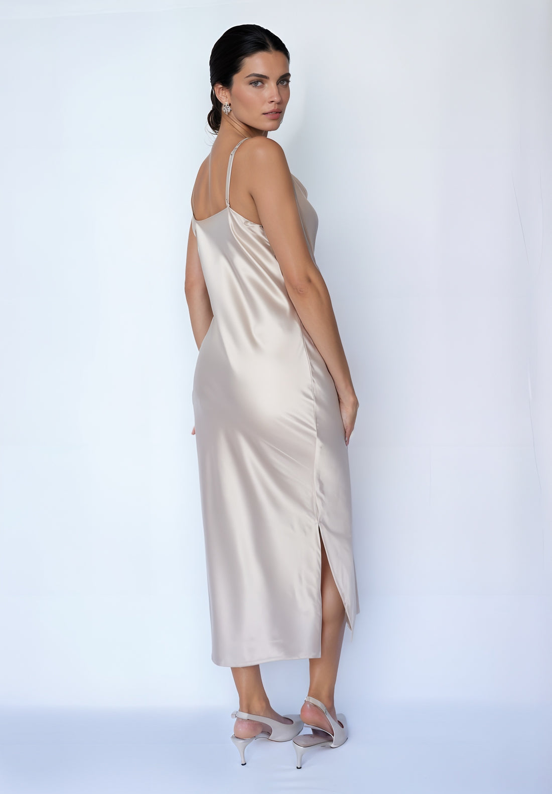 Satin Slip Dress (Champagne)