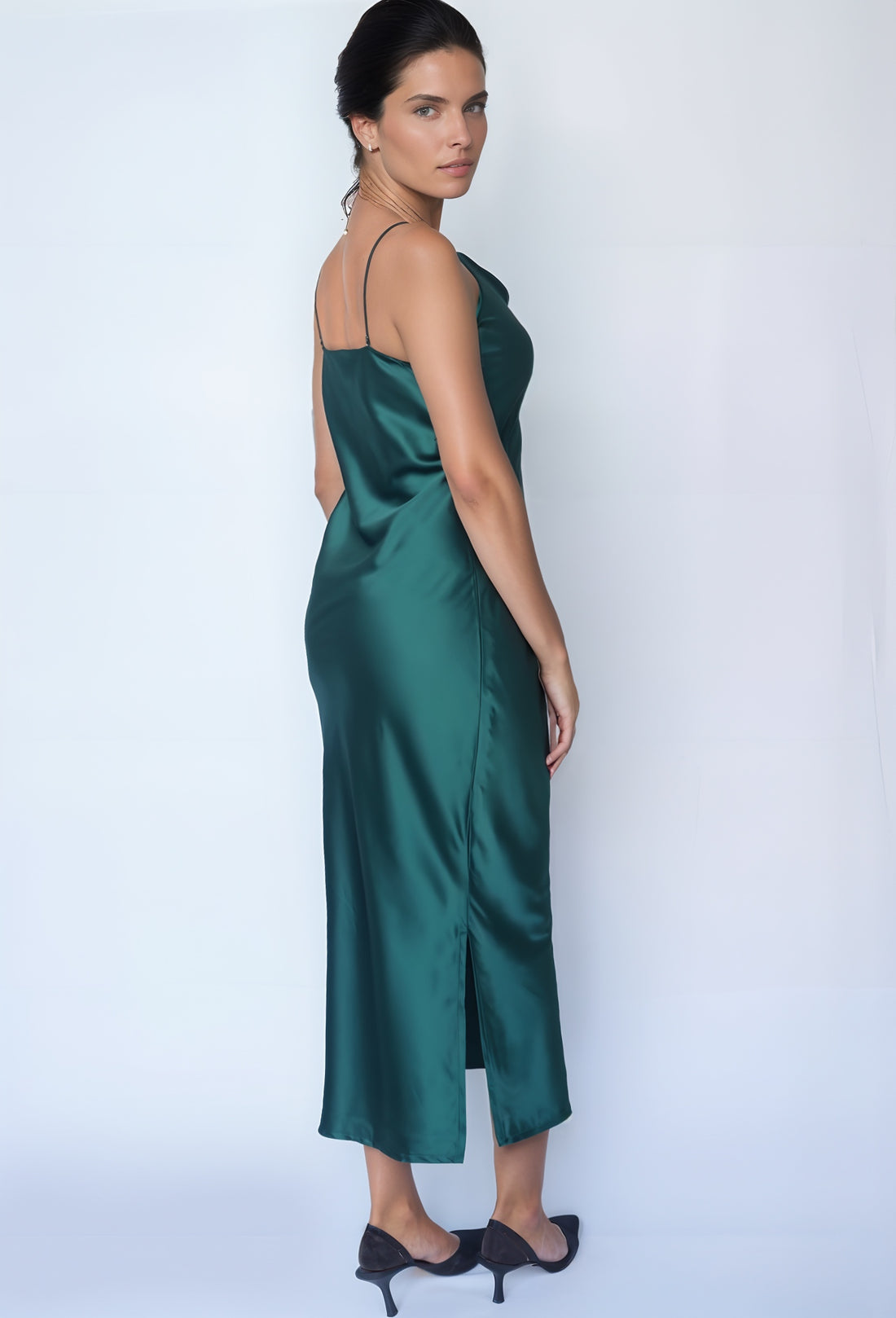 Satin Slip Dress (Green)