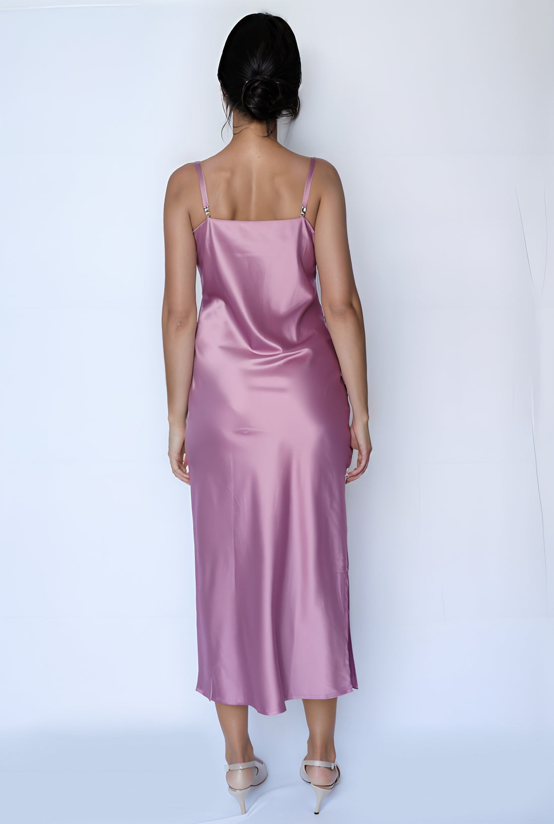 Satin Slip Dress (Pink)