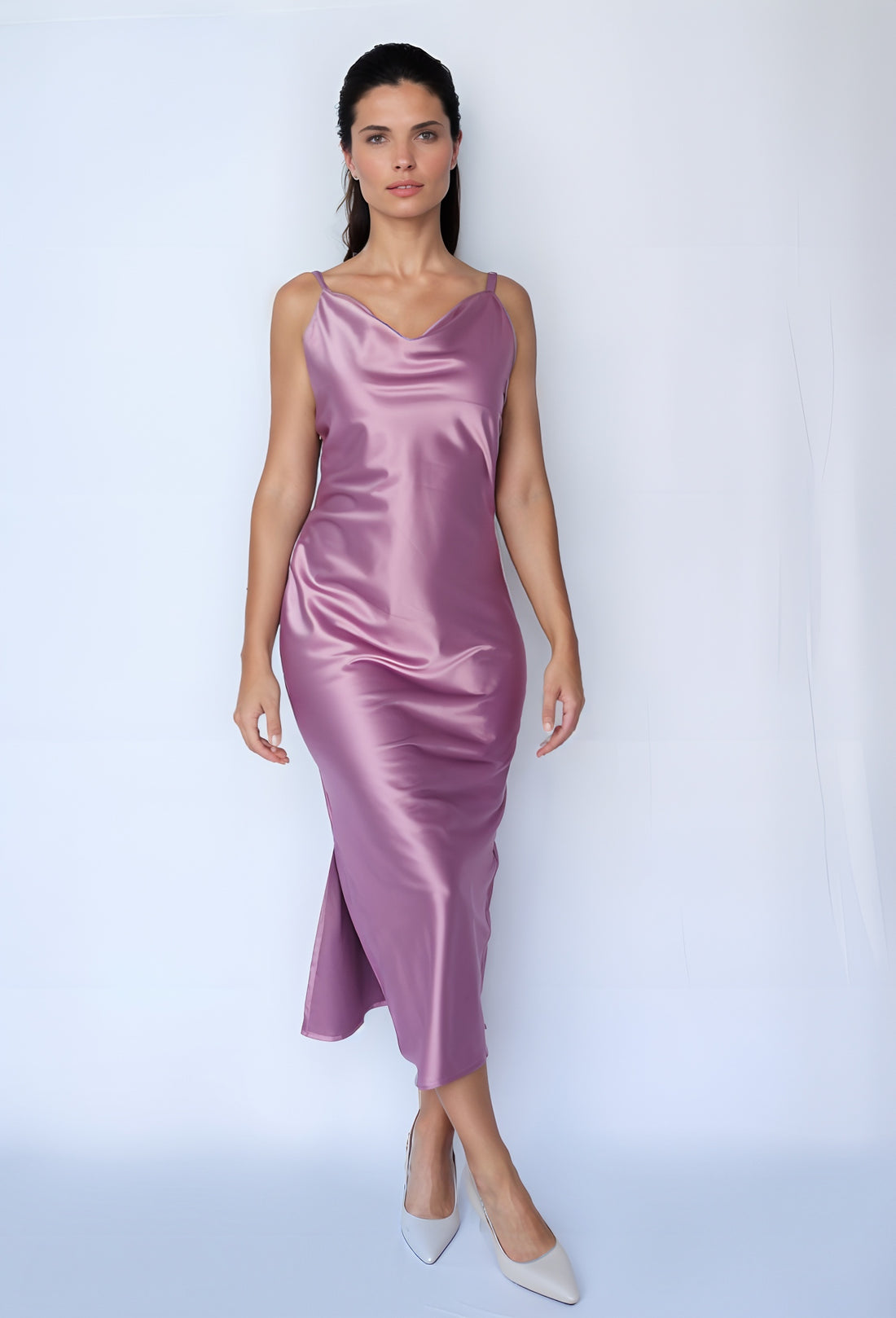 Satin Slip Dress (Pink)