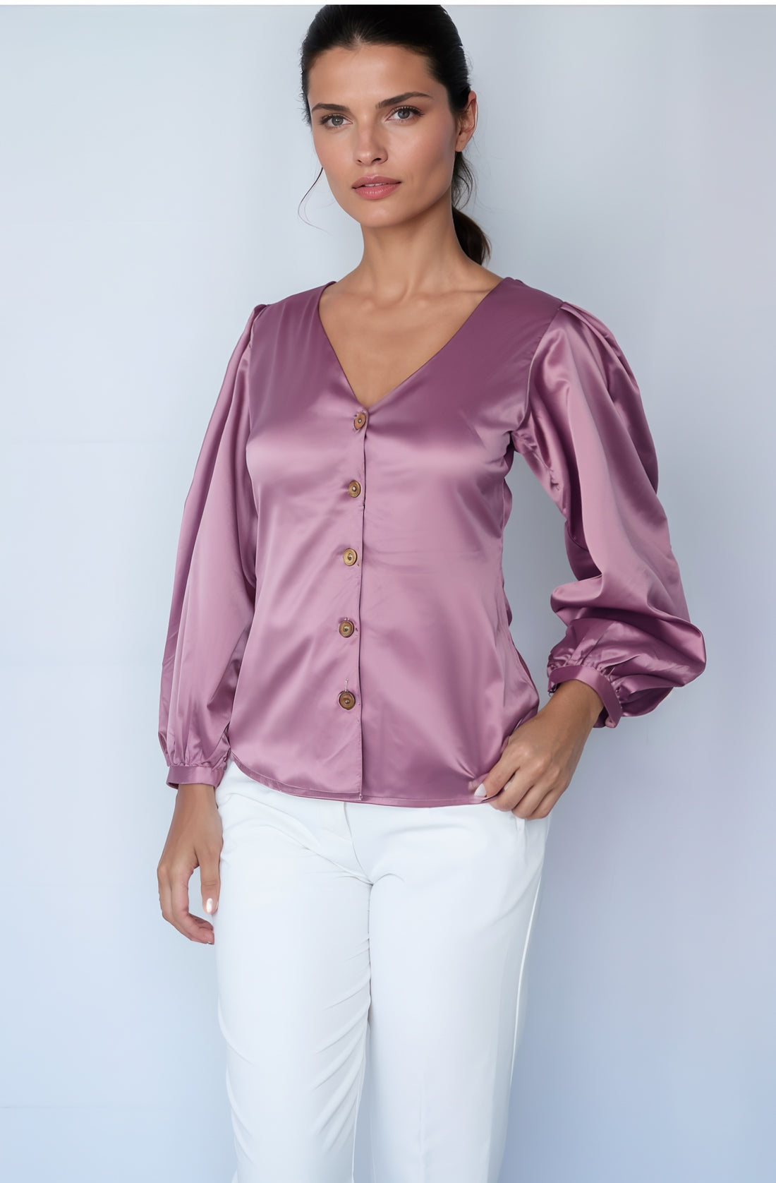 SATIN SERENITY BLOUSE (PINK)