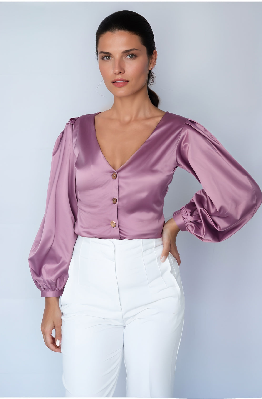 SATIN SERENITY BLOUSE (PINK)