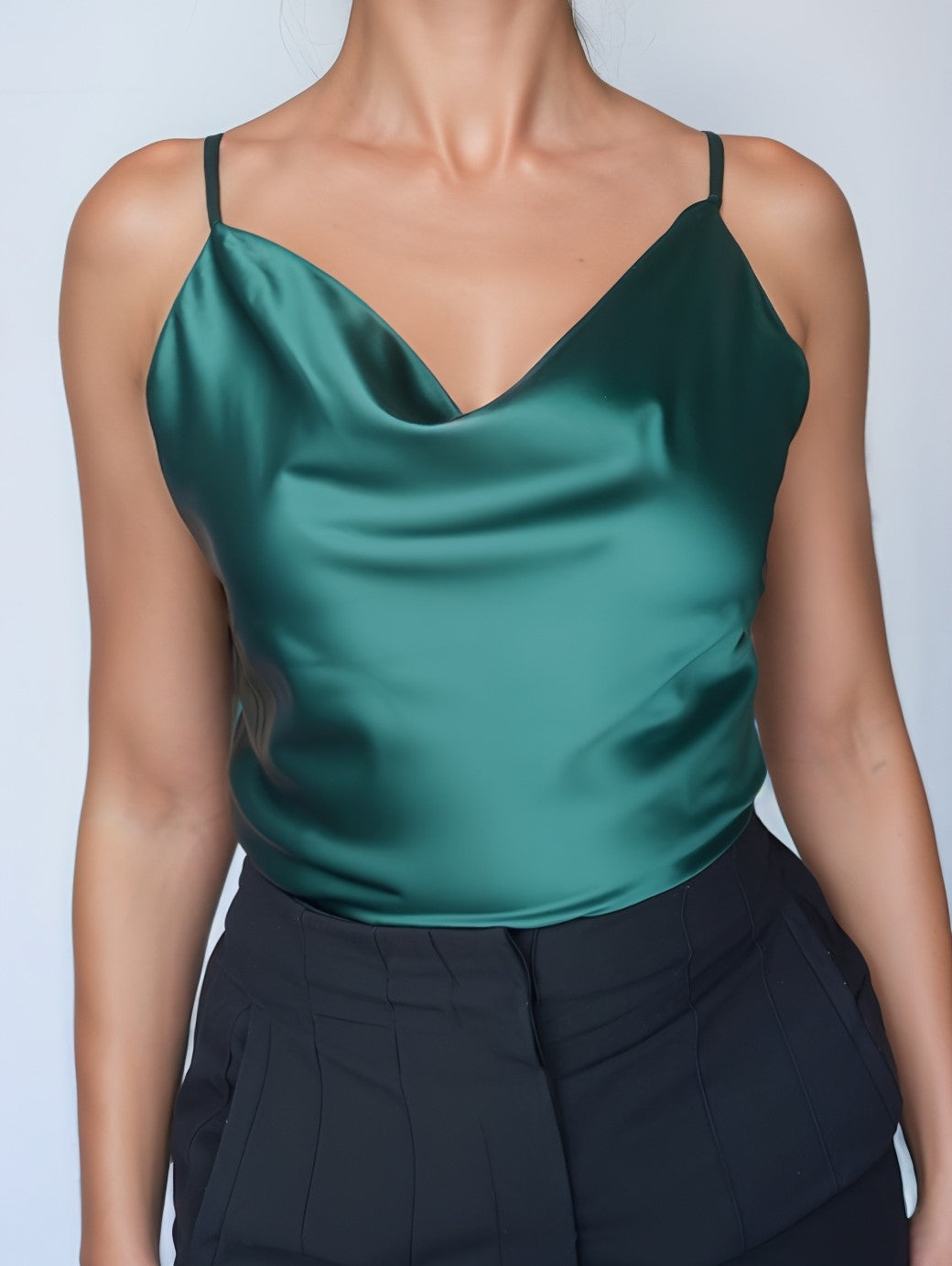 Satin Slip Top Green Urban Sleeve